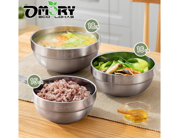【OMORY】#304食尚不鏽鋼雙層隔熱碗