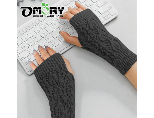 【OMORY】暖心針織麻花半指手套
