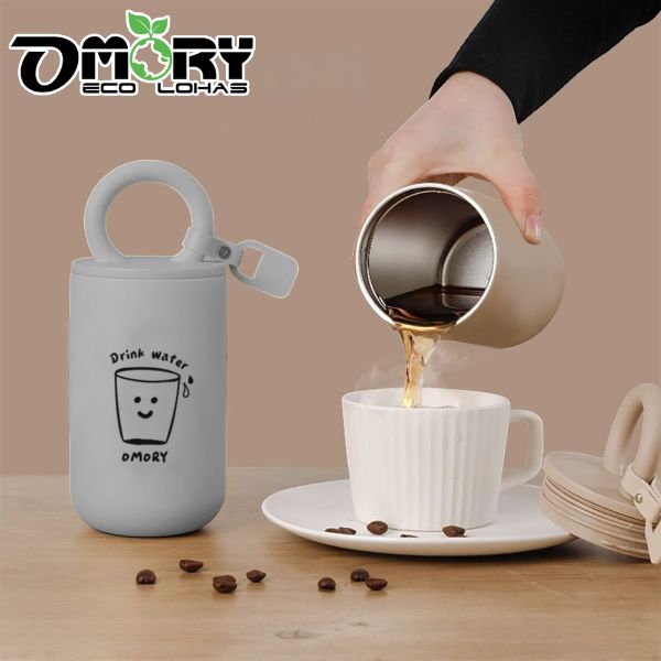 【OMORY】304鎖心隨行瓶470ml附皮繩