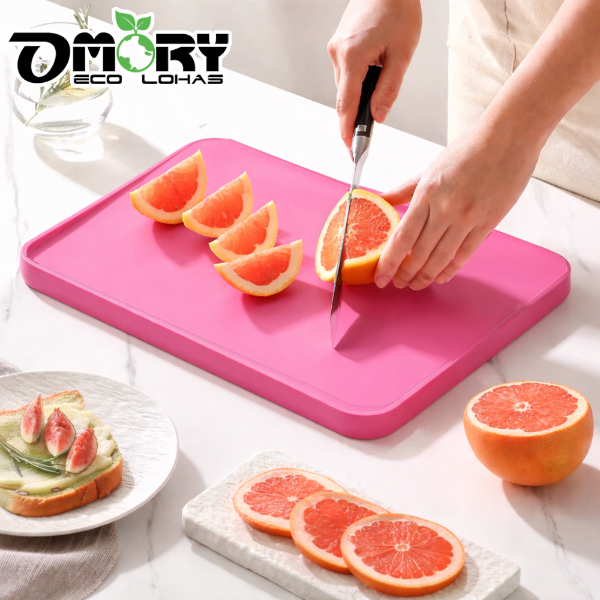 【OMORY】雙面半斜防漏砧板-小(桃紅色)