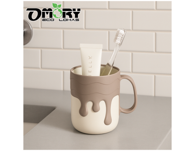 【OMORY】奶油風把手漱口杯