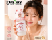 【OMORY】QQ小熊雙耳吸管玻璃瓶480ml|高硼硅玻璃|玻璃水瓶推薦
